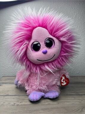 Ty Frizzys KINK The Pink Monster 9" Plush‎ Stuffed Animal Toy 2015 Glitter Eyes
